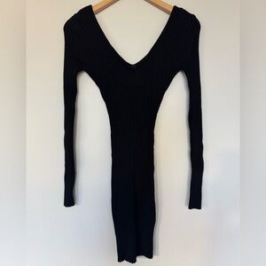 Hera Collection V-Neck Long Sleeve Ribbed Bodycon Dress